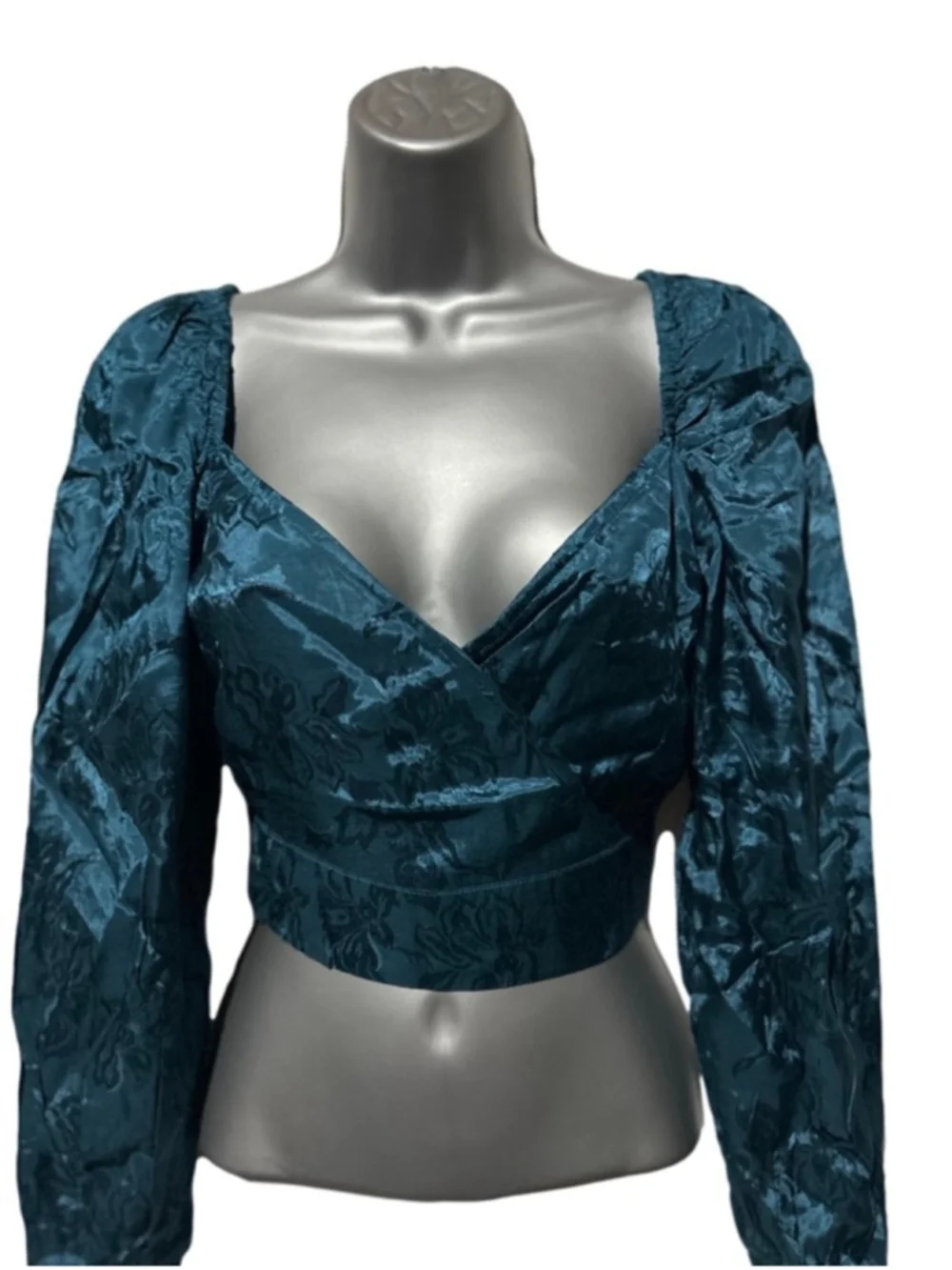 NWT Band of the Free Camille Crossover Crop Top Deep Teal XS - Picture 4 of 9